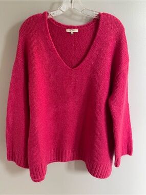 Z Supply Women's V-Neck Sweater in Bright Pink